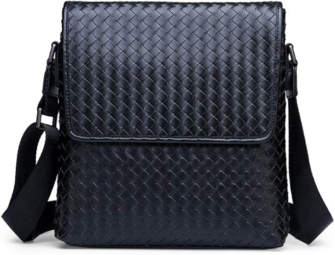 Amazon Whatna手作り編み込み 革 ショルダーバッグ メンズ メッセンジャーバッグ 縦型 B5 10 5インチipad収納可 本 革 厚手 レザー ビジネスバッグ 小さい 斜めがけ バッグ 男性用 紳士用 黒 0086 縦型 黒 0086 ショルダーバッグ