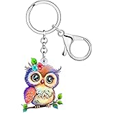 LONYOO Anime Owl Keychain Acrylic Handbag Car Key Chain Rings Bird Owl Pirate Gifts for Women Girls Halloween Charms