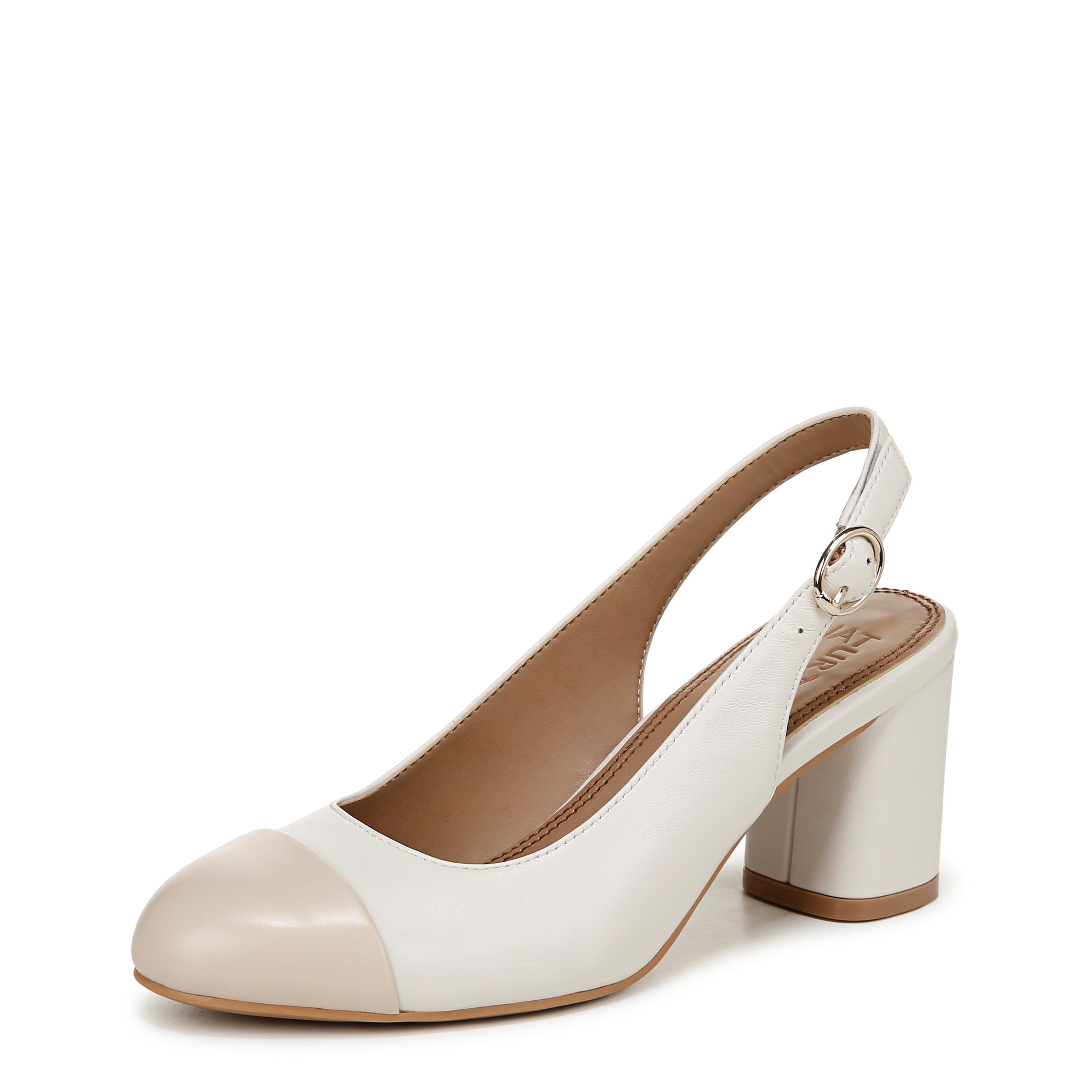 Naturalizer Womens Sophie Cap Toe Slingback Pump Warm White 7 W