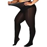 DORALLURE Oversize Plus Size Tights for Women, Solid Color Soft Footed High Waist Pantyhose
