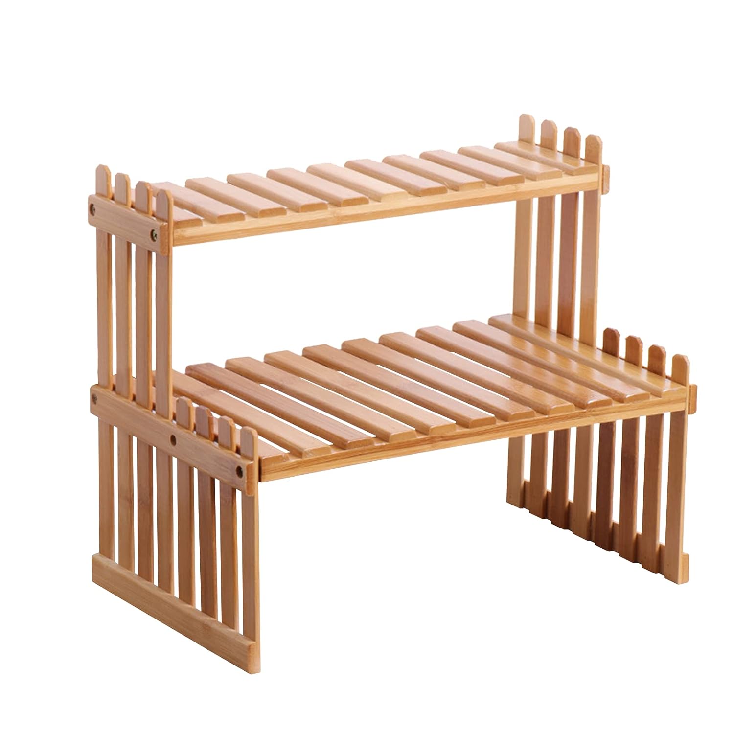 Countertop Bamboo Plant Shelf 2Tier Bamboo Flower Pot Stand Balcony
