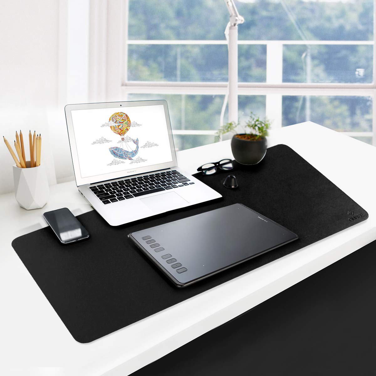 GUBEE PU Leather Multifunctional Office Desk Pad,Upgrade Sewing Edge Desk Mat,Waterproof Non-slip Anti-dirty Scratchproof Mouse Mat Pad for Office,Home and Travel,Size 800x400x2mm (black)