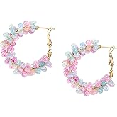 Boho Earrings For Women Colorful Earrings For Women Boho Flower Hoop Earring Mexican Earring C Shape Ethnic Beaded Jewelry Gifts