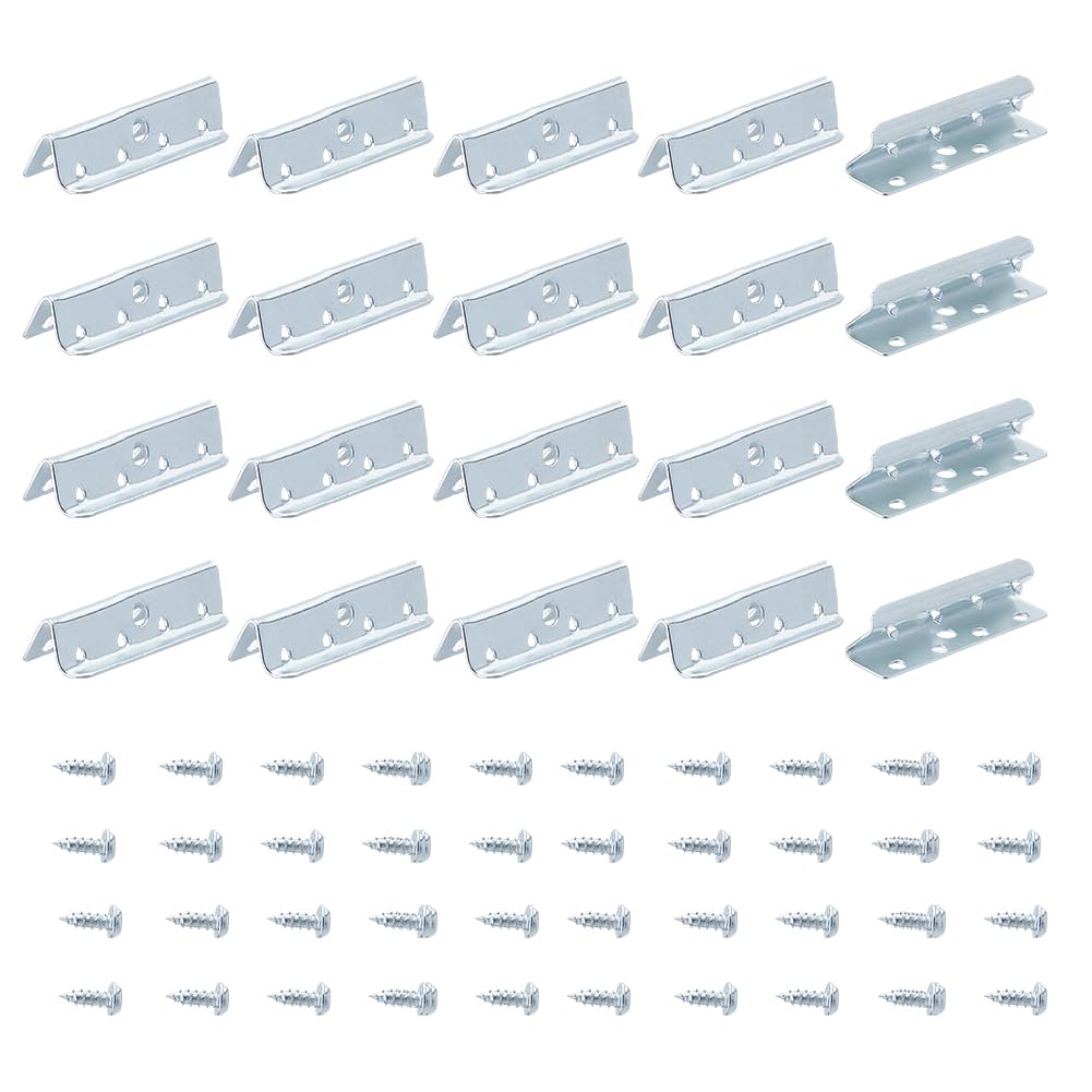 SUPERFINDINGS 50Pcs Metal End Clips Webbings Clips 2x0.6Inch Silver End Clips for Rubber Webbing with Screws Chair Rubber Upholstery Webbing End Clips for Rubber Webbing