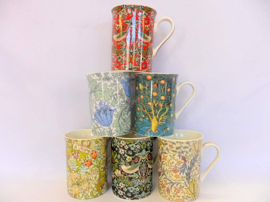 Heron Cross Pottery Porzellantassen, VintageDesign von William Morris, 6 Stück Amazon.de