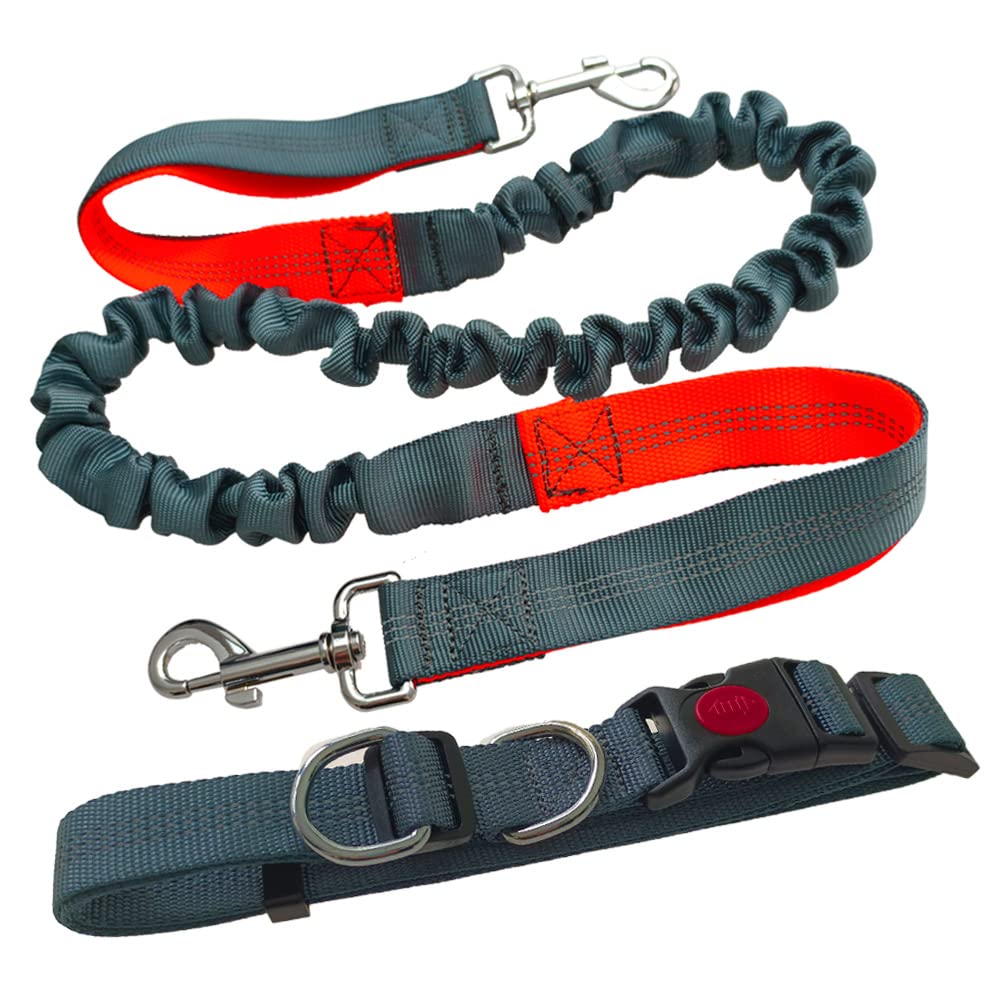 Aiqeer Grey Hands-Free Jogging Belt with Reflective Stitching (Orange Handle)