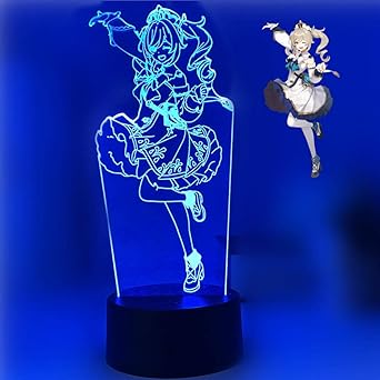 3d Night Light Genshin Impact Game Figure Barbara Pastor Praying Lamp Led Rgb Bedroom Decoration Child Birthday Friend Gaming Room Colorful 16 Colors Touch Control And Remote Control Amazon Com