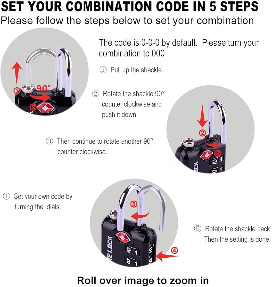  | SURE LOCK TSA Approved 3 Digit Luggage Locks with Zinc Alloy Body and Hardened Steel Shackle to Lock Travel Suitcase (Black 2 Pack) | Luggage Locks