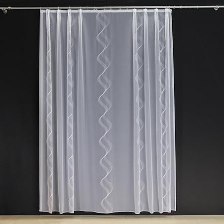 EASYHomefashion Hochwertige Fertiggardine - Voile Store mit Motiv Stickerei - Faltenband&Bleiband »Ferrara« versch. Größen, 1