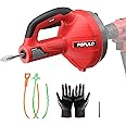 POPULO Drain Auger, 23 Ft Snake Drain Clog Remover, Heavy Duty Plumbing Snake Use Manually or Powered for Kitchen, Bathroom, and Shower Sink, Snake Drain Hair Removal Tool with Drill Adapter and Glove