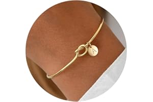 Turandoss Initial Bracelets for Women - Dainty Knot Letter A-Z Initial Bracelet for Women, Personalized Cuff Bangle Bracelet for Women, Jewelry for Women
