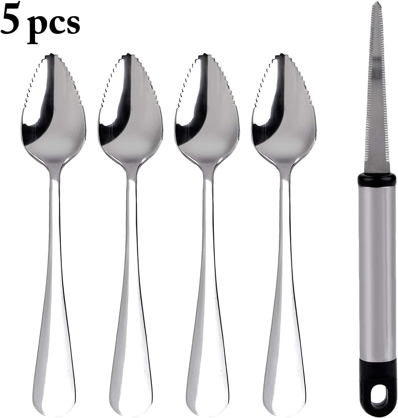 Grapefruit Spoons, JUSTDOLIFE 5 Pack Grapefruit Dessert Spoons