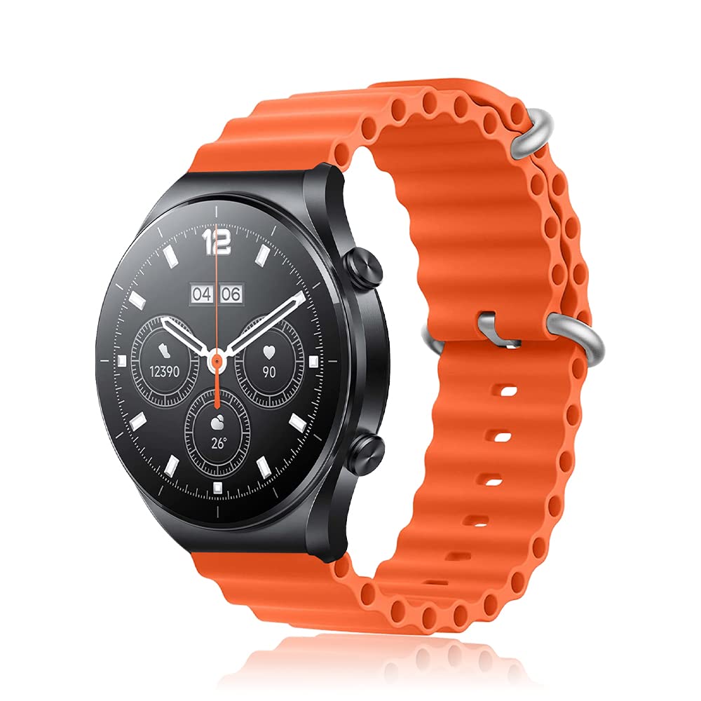 ToVioc 22mm Strap for Xiaomi Watch 5/S4/S4 Sport/S3/Redmi Watch 5 Active 5 Lite, Strap Ocean Silicone Breathable Band for Garmin Venu 4 45mm/Venu 3/Venu2/D2 Air X15 - Orange