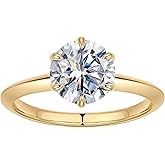 SMILEST 2ct Moissanite Engagement Rings for Women, Lab Created Moissanite 925 Sterling Silver 6 Claw Knife Edge Solitaire Ring for Women Jewelry Gifts