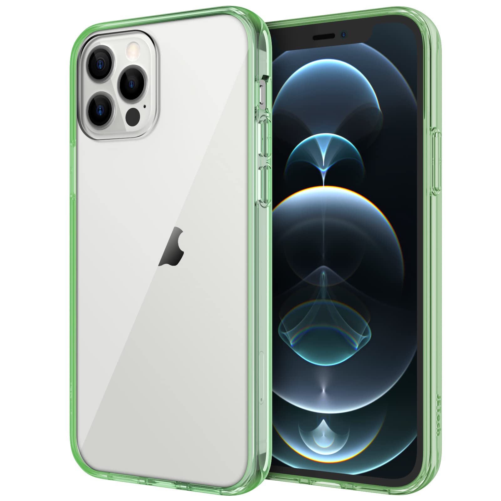 JETech Case for iPhone 12/12 Pro 6.1-Inch, Non-Yellowing Shockproof Phone Bumper Cover, Anti-Scratch Clear Back (Midnight Green)