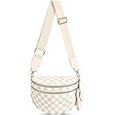 Checkered Nylon Crossbody Bag Bum Bag for Women Mom Spacious Checkered Crossbody Purses Shoulder Handbag