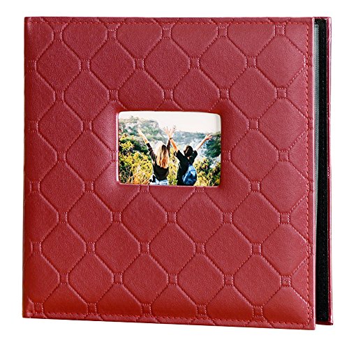Lzttyee Leather Cover Interstitial Photo Album 600 Pockets Scrapbook Albums Hold 4x6 In Photos for DIY Crafts Anniversary (Wine Red) - Thumbnail 7