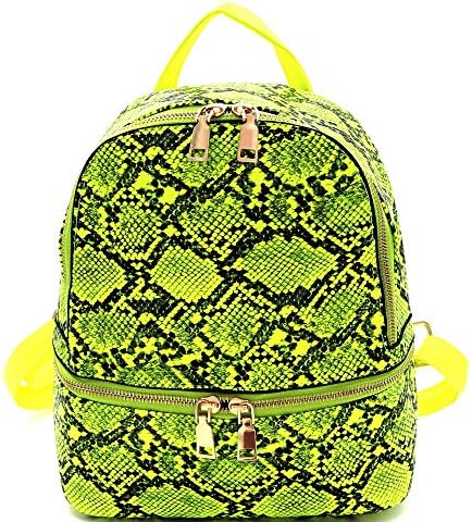 neon yellow snakeskin bag