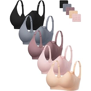 Angelhood Nursing Bras for Breastfeeding Seamless Jelly Maternity Bra | V Neck Wireless Maternity Bras for Pregnancy Sleep Br