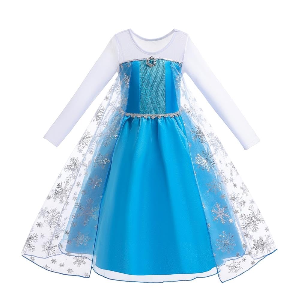 Lito Angels Princess Snow Queen Costume with Cape Halloween Birthday Party Fancy Dress Up for Girls Kids Age 5-6 Years Style C — image 1