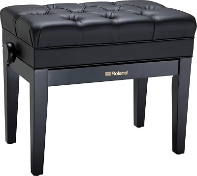 Roland RPb-500Bk Piano Bench with Vinyl Seat and Music Compartment Satin Black