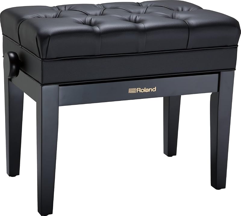 Roland RPb-500Bk Piano Bench with Vinyl Seat and Music Compartment Satin Black