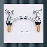 Wasserrhythm Victorian Basin Pillar Taps Pair Chrome Brass Cross Lever view 8
