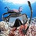 ZMZ DIVE Adult Snorkel Set, Tempered Glass Diving Mask and Dry Snorkel, Adjustable Anti-Leak Anti-Fog Design Panoramic Scuba Mask, with Food-Grade Silicone for Freediving Snorkeling (Black)