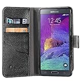 Galaxy Note 4 Case, i-Blason Slim Leather Wallet Book Cover with Stand Feature and Credit Card ID Holders For Samsung Galaxy Note 4 [SM-N910S / SM-N910C] (Black)