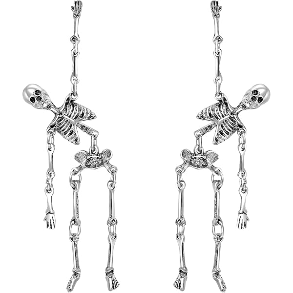 Clips D'oreille Crâne Gothique Sans Perçage - 2 Pièces, Style Punk, Pour Homme Et Femme