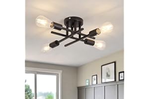 ZGLAOJT Semi Flush Mount 4 Light Ceiling Light Matte Black with E26 Base Modern Chandelier for Farmhouse Kitchen Dining Room Bedroom Study Living Room.