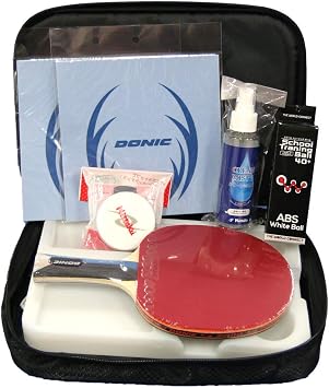 Amazon 卓球 初心者 新入生 楽々セット ラケット ラケットケース メンテナンス用品 ボール 黒 赤 Donic ドニック 卓球セット