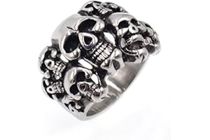 YANZI JEWELRY Stainless Steel Gothic Skull Vintage Antique Style Biker Rings Cocktail Party Rings Comfort Fit Size 7-11