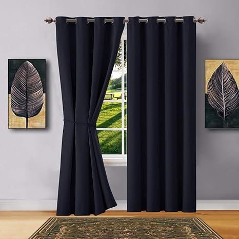 Amazon Com Warm Home Designs 1 Panel Of Black Color Blackout Curtains With Grommets Long Size Insulated Thermal Window Panel Is 54 X 96 In Length And Includes Matching Tie Back N Black 54x96