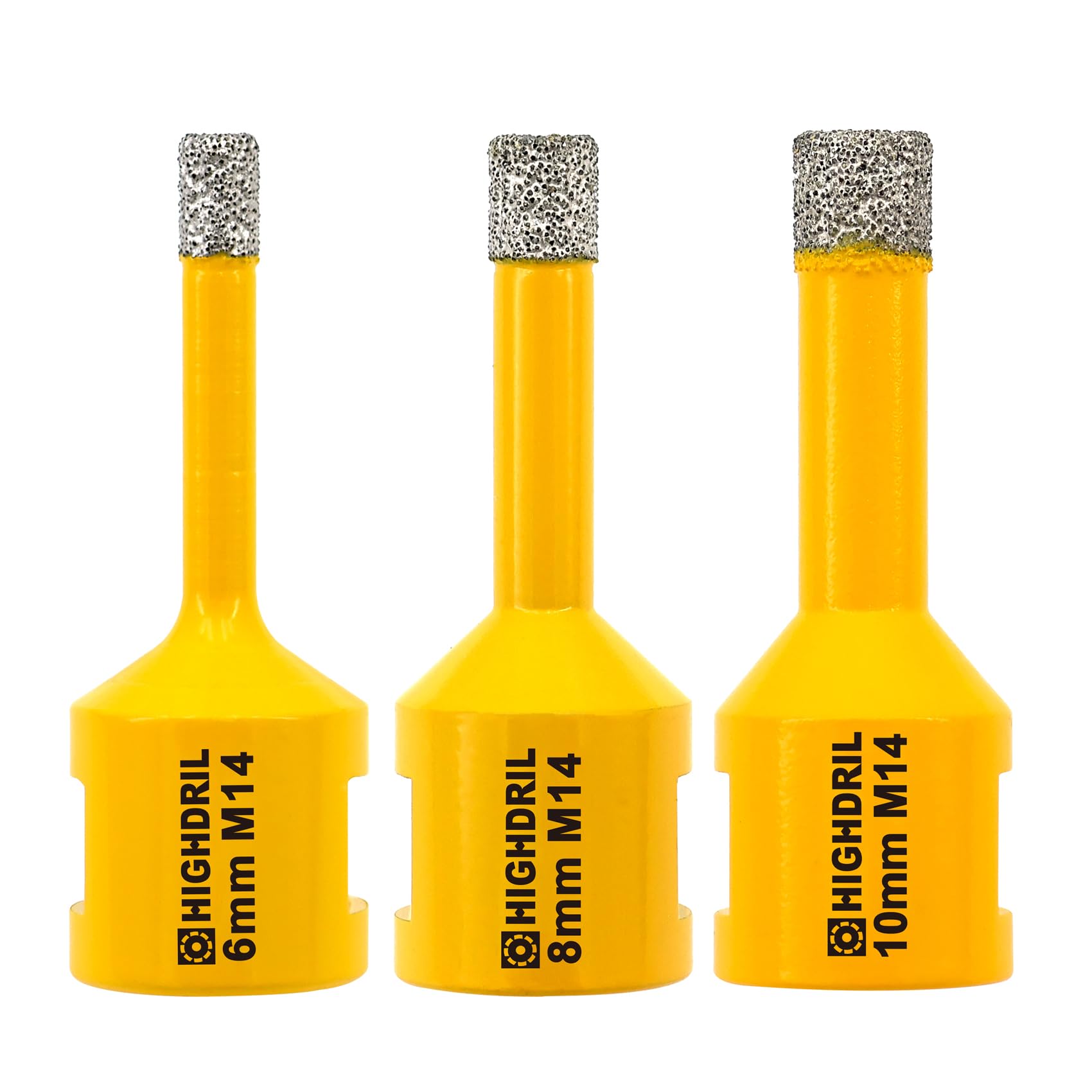 HIGHDRIL Diamond Core Drill Bit - 3Pcs 6mm/8mm/10mm with M14 Thread Dry drilling for Porcelain Tile Ceramic Granite Marble Stone Masonry Brick for Angle Grinders — image 1
