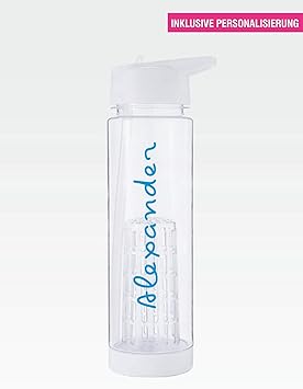 deinzigartig Trinkflasche blau #Lieblingsflasche - Wasserflasche mit Früchtebehälter für Infused Water - kostenlose Personali