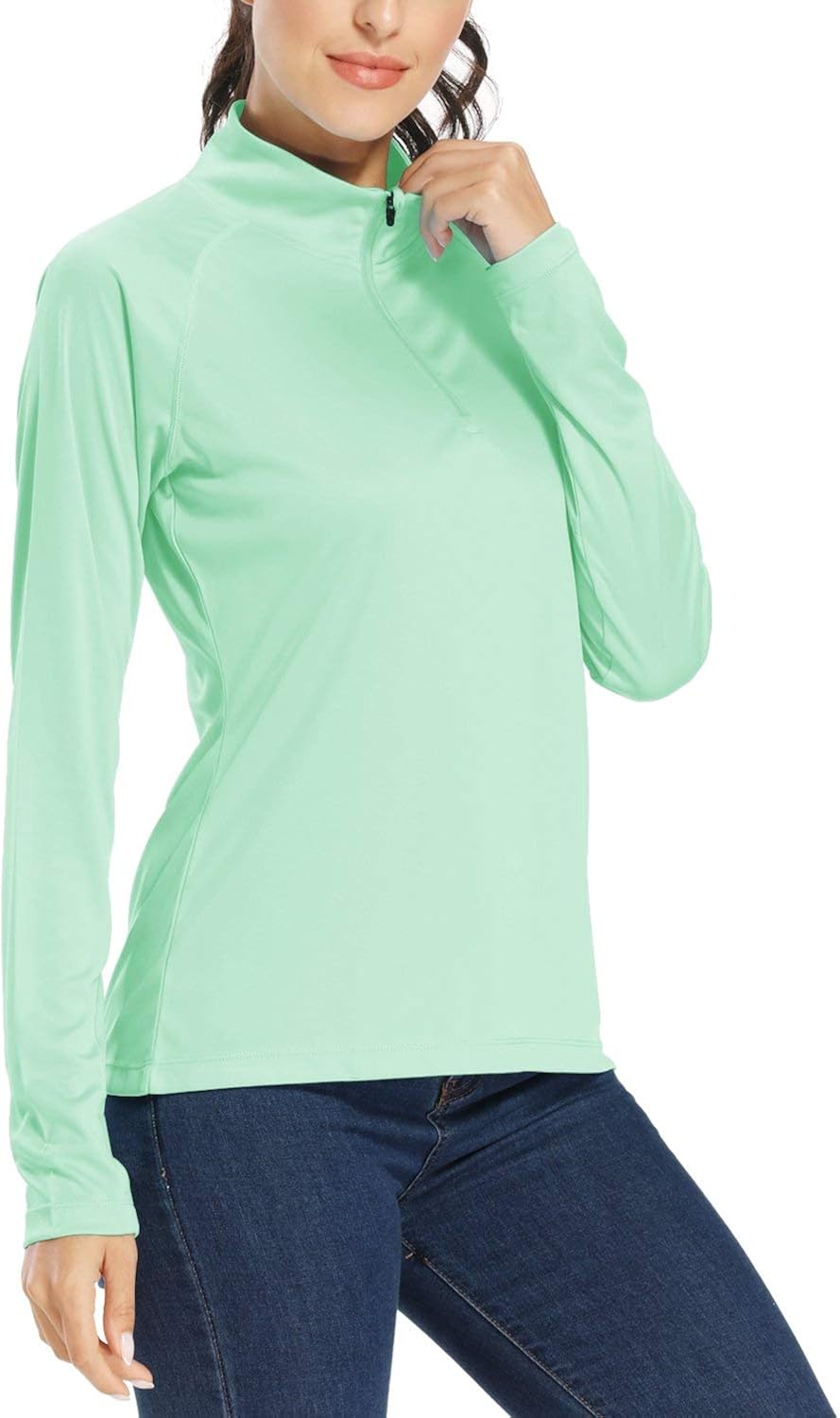 Willit Women's UPF 50+ Sun Protection Shirt Long Sleeve SPF Shirt Golf Running Hiking Tops Half-Zip Lightweight at  Women’s Clothing store