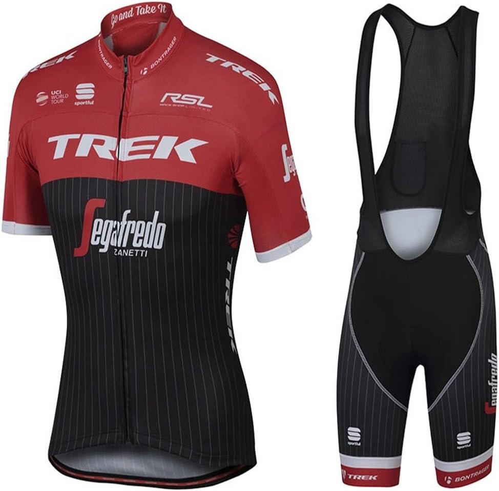 Mens Cycling Jersey Team Cycling Clothing Jersey Bib Shorts Kit Shirt Quick Dry Bicycle Outdoor Clothes, red, M