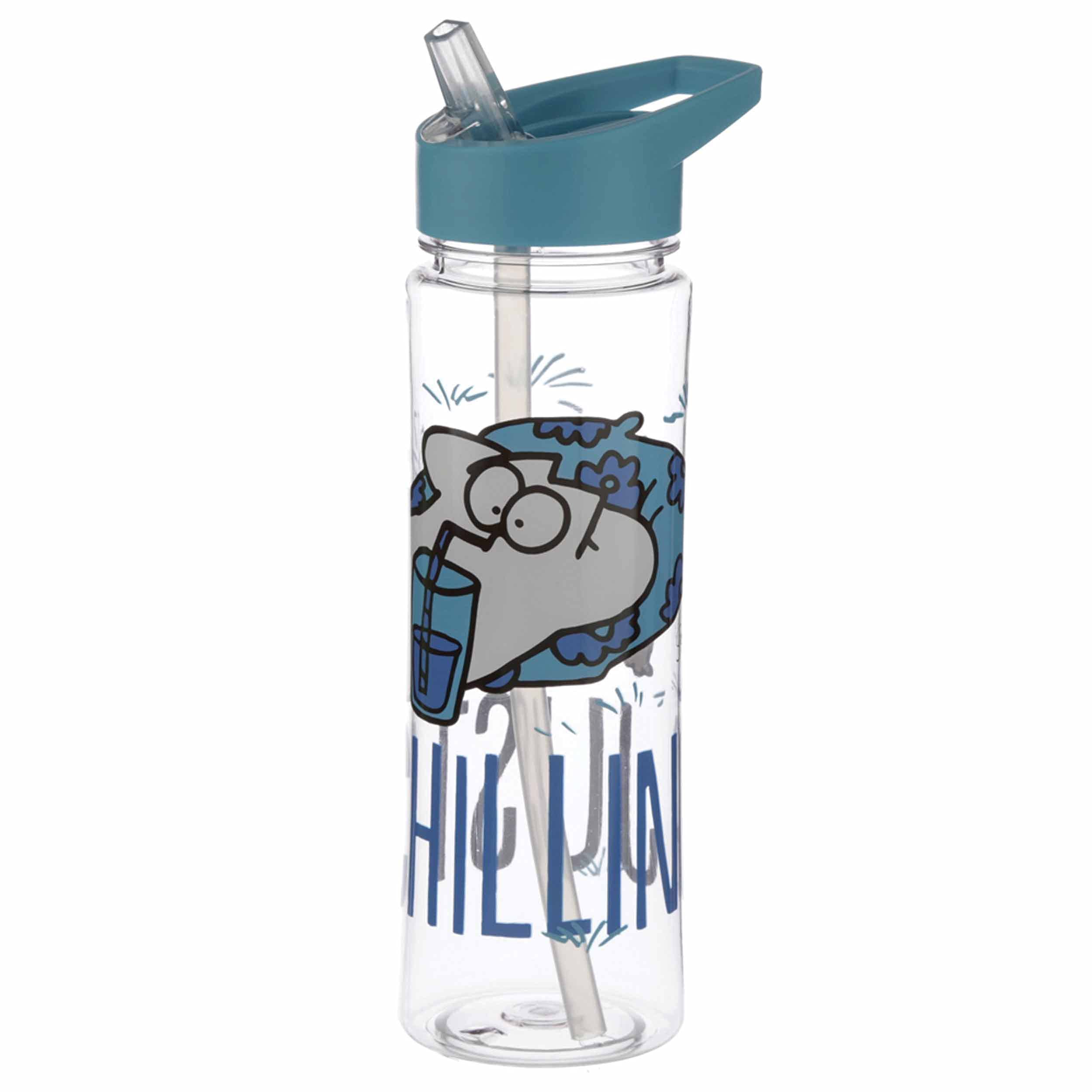 Puckator Simon's Cat Just Chilling Tritan Plastic Shatterproof Reusable Drinks Water Bottle, 550ml, Flip Straw, Camping, Hiking, Hyrdation, School, Work, Gym Bottle