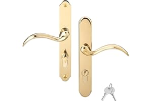 hotifytools Storm Door Handle Replacement Compatible with Pella, Storm Door Handle Set with Key and Lock Cylinder for Storm Doors and Screen Doors, Mortise Lock Not Included (Polished Gold)