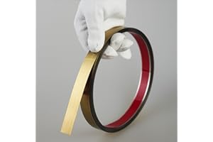 Hungbak Peel and Stick Metal Trim, Flexible Stainless Steel Molding for Wall, Fireplace, Mirror Frame, Craft and Home Decoration (Shiny Gold, 6m x 1.5cm)