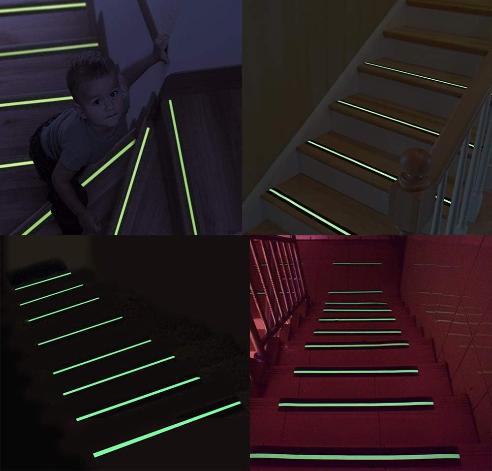 Anti Slip Safety Grip Tape 2inx30ft Green Glowing in The Dark Non Skid Stage Safety Tape High Traction Grit Stairs Tape Hazard Caution Warning Tape for Steps (2"×30', Green&Black): Home Improvement