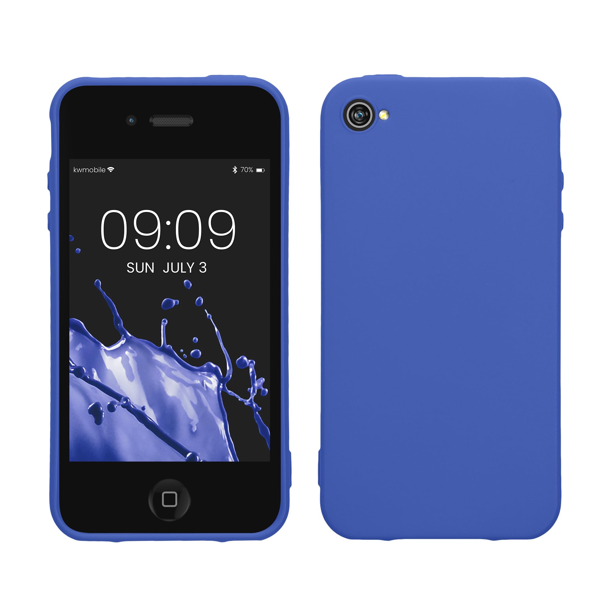 kwmobile Case Compatible with Apple iPhone 4 / 4S Case - Soft Slim Protective TPU Silicone Cover - Baltic Blue
