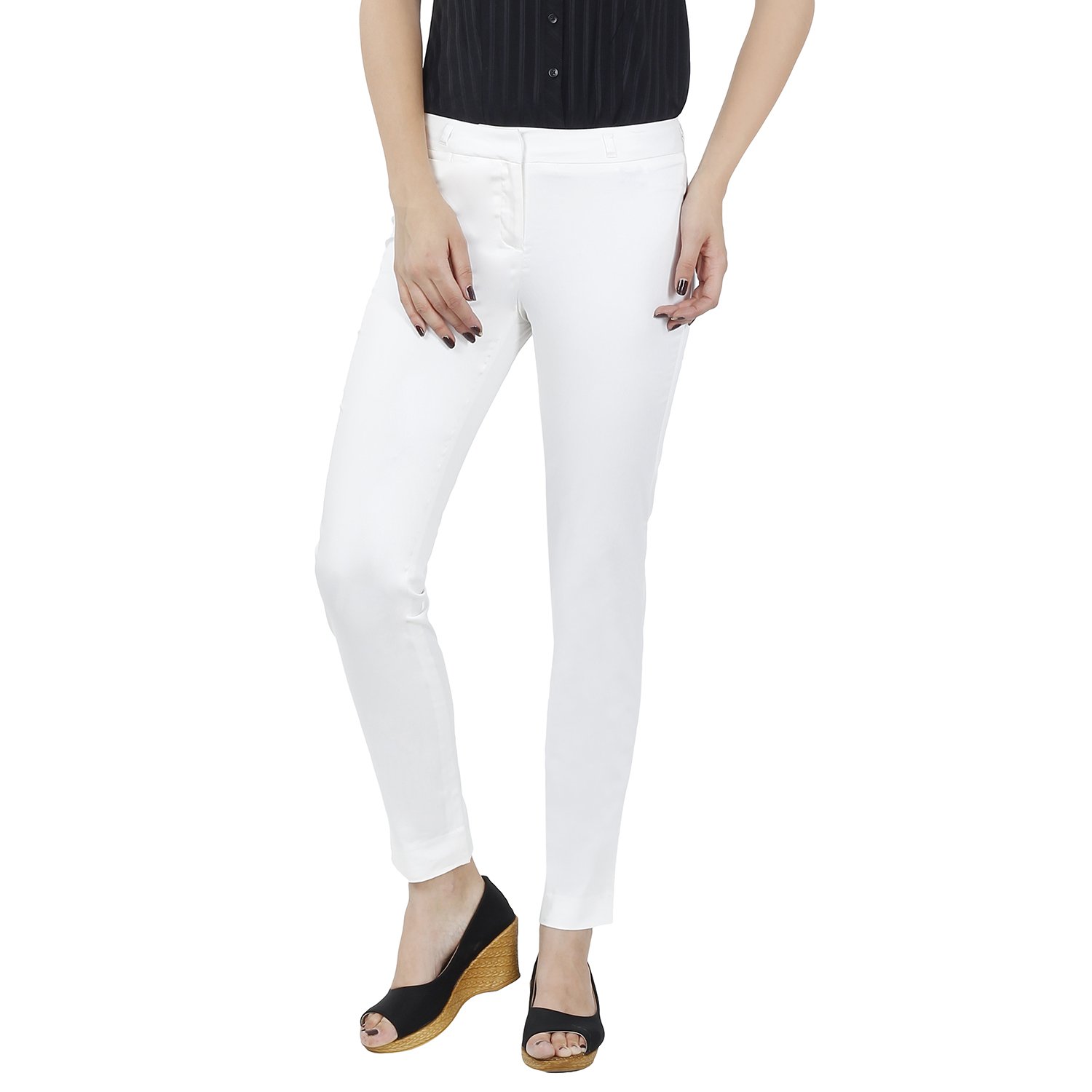 Buy Fashion Stylus Women Slim FIT Formal Trouser Pant White at Amazon.in