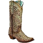 CORRAL Women's Mint Glitter Inlay Western Boot Snip Toe Green 5 1/2 M US