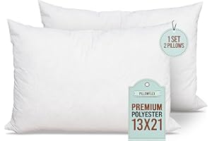 Pillowflex Set of 2 (13x21) Premium Polyester Pillow Inserts - European Rectangle Pillow Forms, Machine Washable, Sham Pillow Insert, Down Throw Pillow Insert, Rectangle Pillow Set, Made in USA