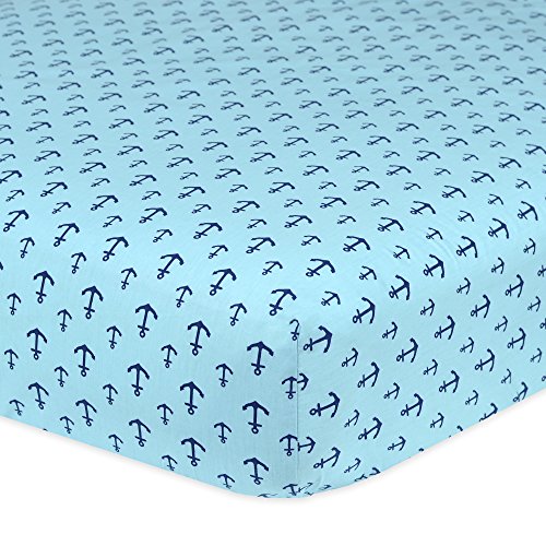Gerber 100 Cotton Fitted Crib Sheet, Anchors Beachfront Decor