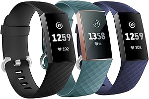 SENGKOB 3 Pack Bands for Fitbit Charge 4/ Fitbit Charge 3/ Charge3 SE,Silicone Fitness Sport Wristbands for Women Men Small Large