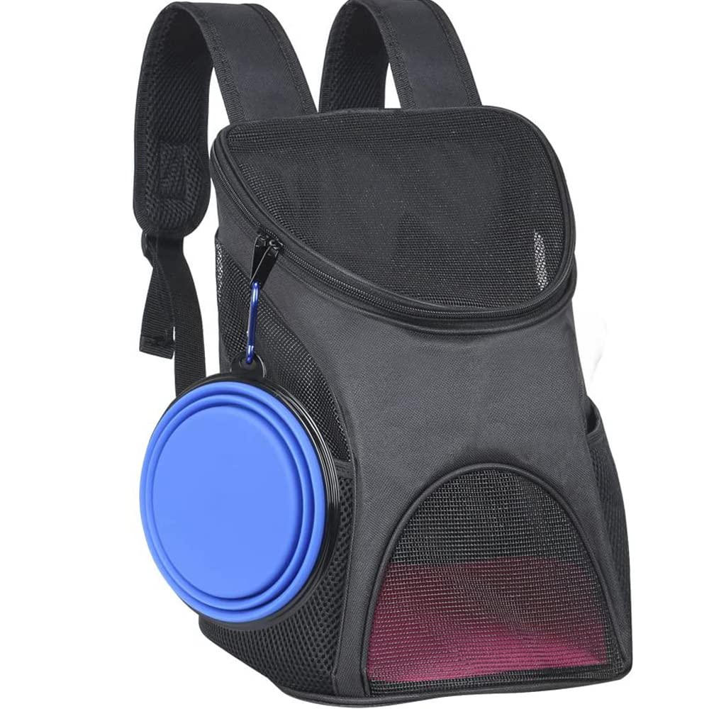 Ewolee Pet Carrier Backpack Breathable Shoulder for Puppy Up To 8lbs Head Out Travelling Pet Bag Free Collapsible Dog Bowl Included
