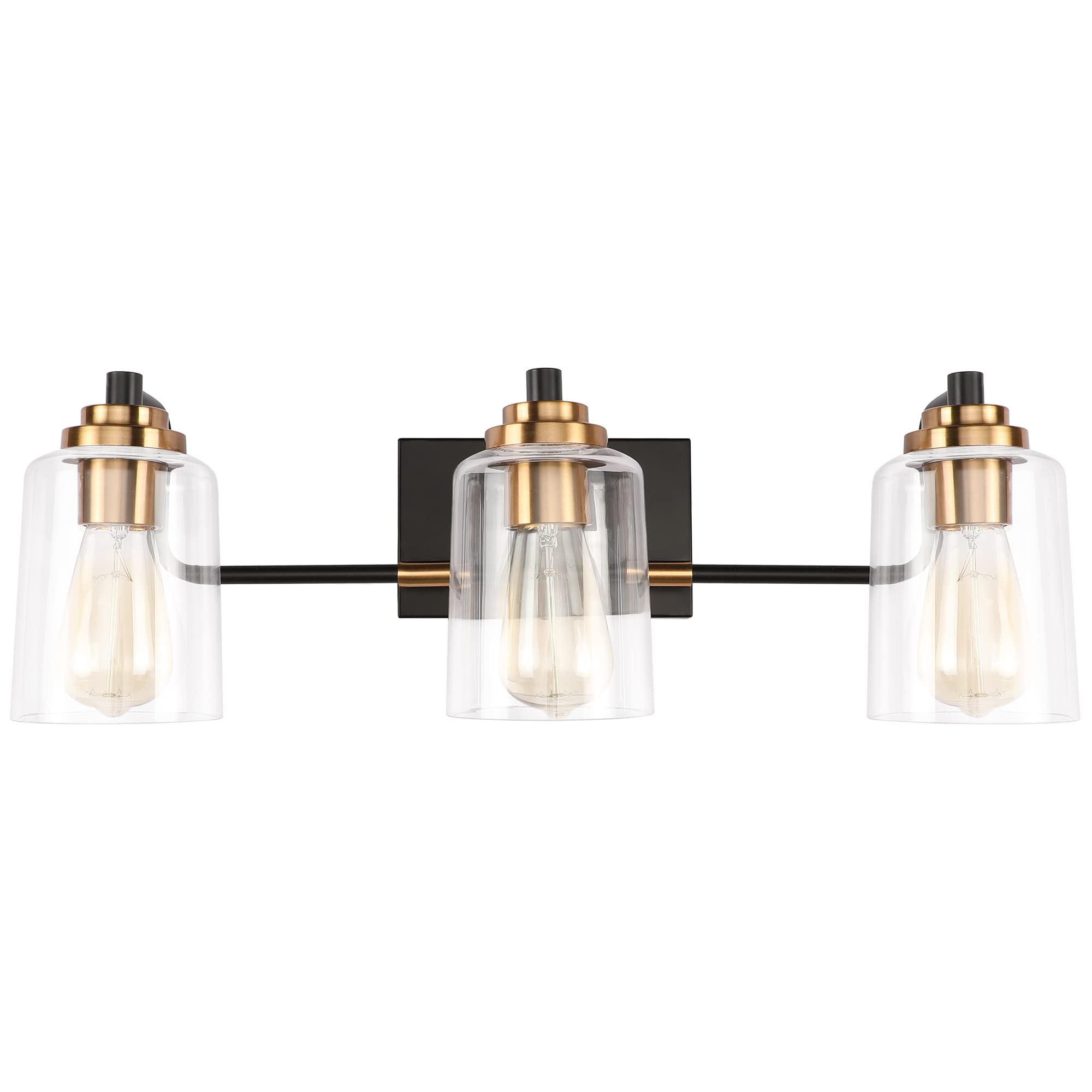 Photo 1 of SOLFART Bathroom Light Fixtures 3-Light Vintage Bathroom Vanity Light Over Mirror Wall Sconces in Black Brass Vanity Lights for Bath(Brass)
